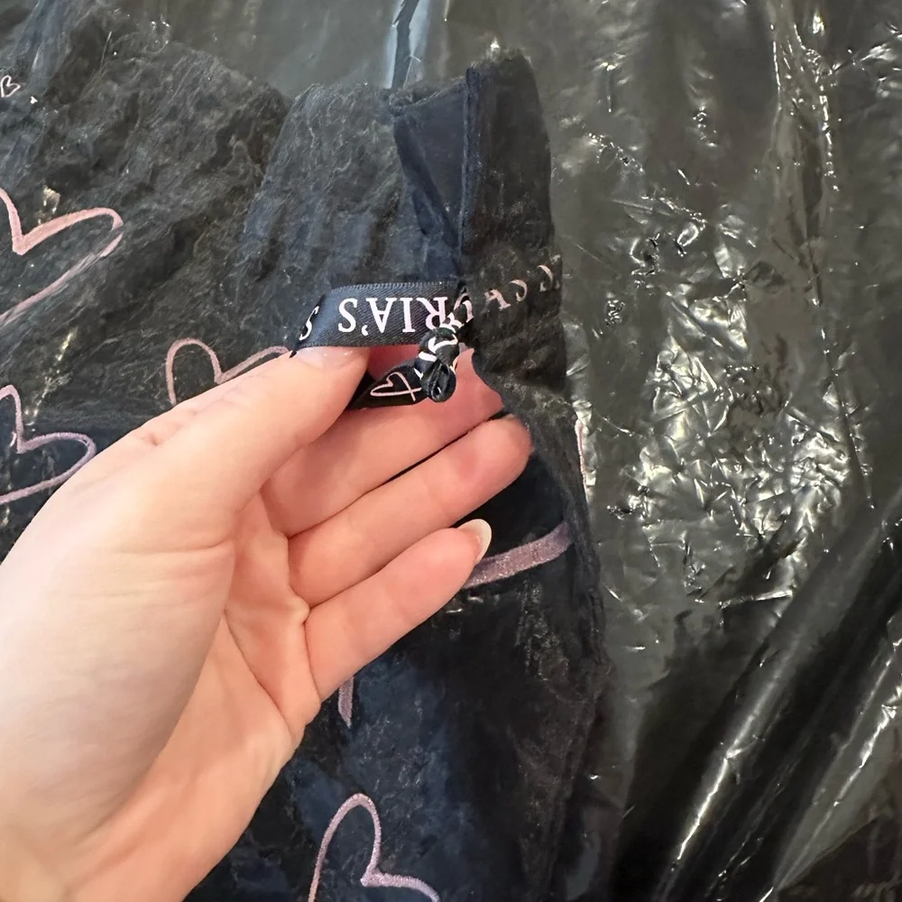 Victoria's Secret Black Tote with Pink Hearts